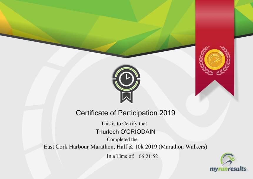ECH Marathon Certificate